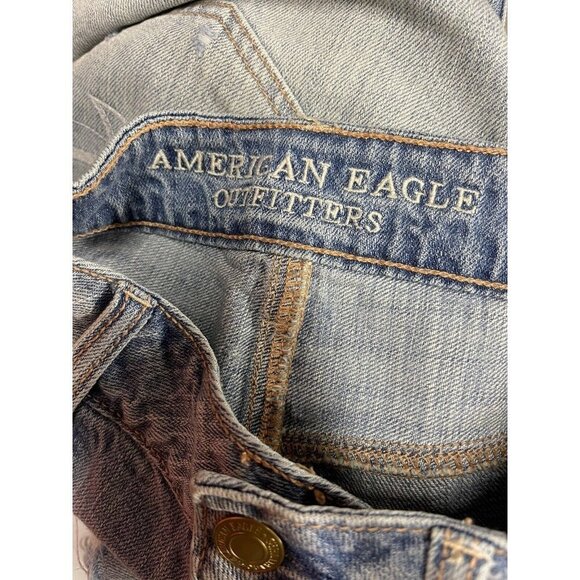 American Eagle Womens 0 Tomgirl Jeans Destroyed Boho Button Fly Denim Holes - Picture 10 of 11